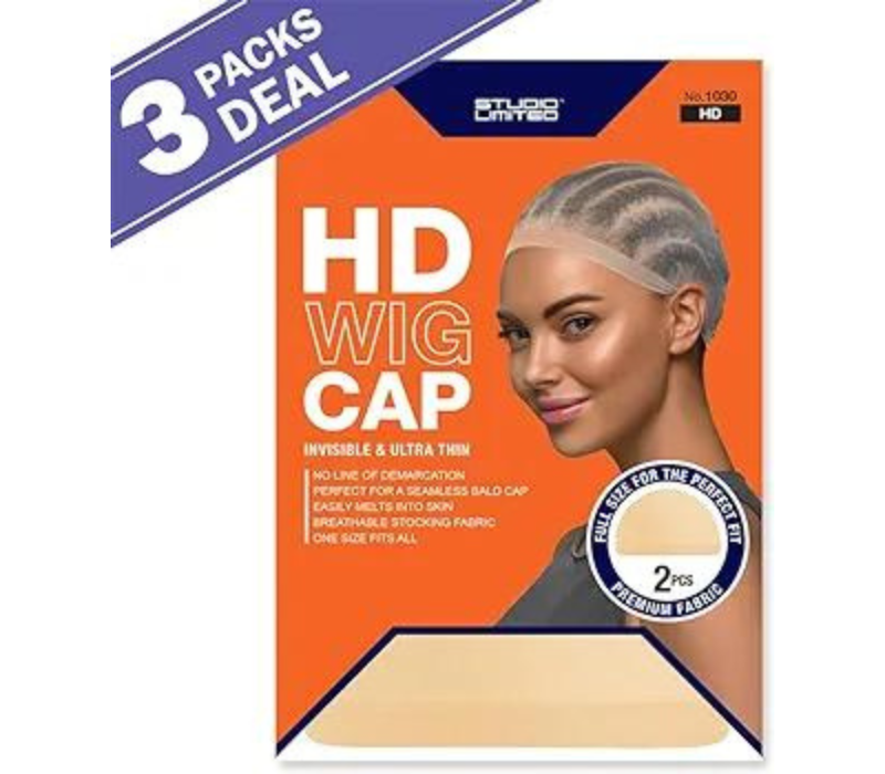 HD Wig Cap Ultra Thin Invisible Wig Cap Beige (Pack of 3) 6Pcs